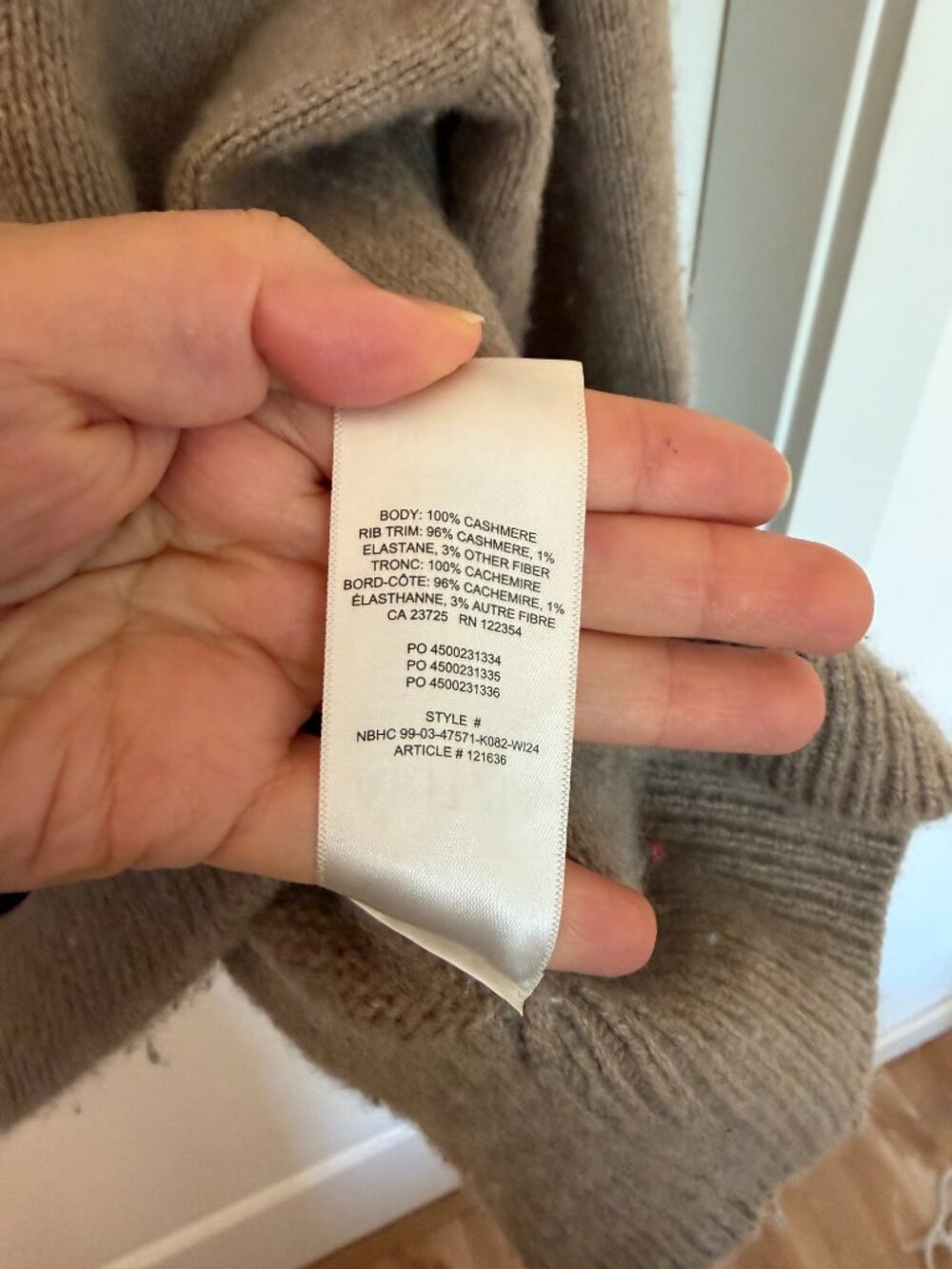 Aritzia Plush Cashmere Sculptor Sweater in Heather Nomad Taupe - Picture 4 of 5